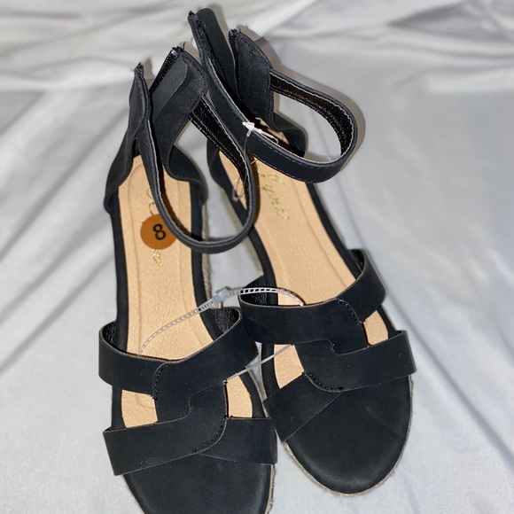 Black size 8 espadrille platform sandals - Picture 2 of 6